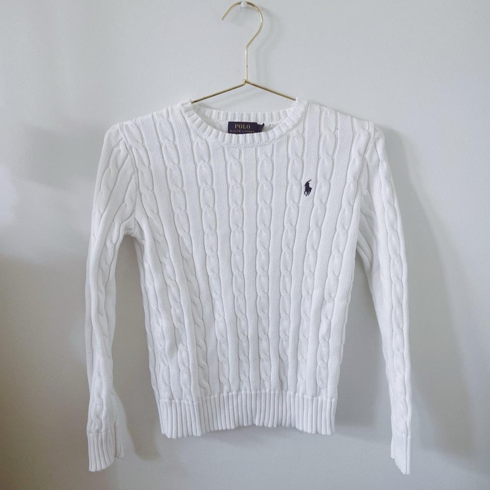 Polo by Ralph Lauren Women's Classic White Cable Knit Sweater